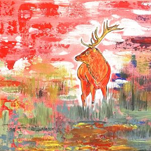 Hirsch im Abendrot